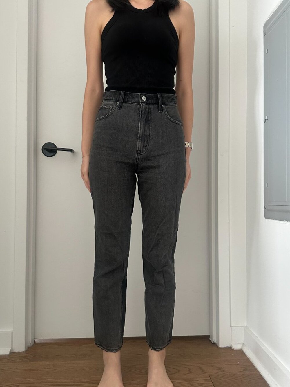 ABERCROMBIE The Ankle Straight Ultra High Rise Two Tone